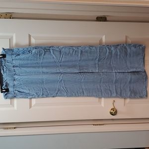 Light denim wide leg pants